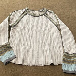 Mystree Striped Knit Sweater with Blue and Gray Accents M